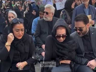 چهره های بر افروخته اقوام درجه یک محمد کاسبی در مراسم تشییع این هنرمند/ برافراشته شدن بنر تسلیت در سراسر مراسم