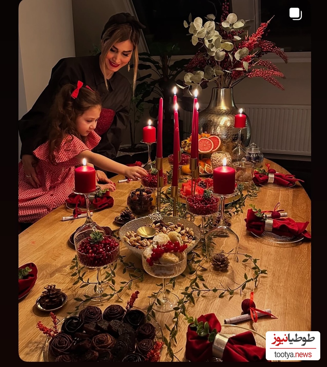 گرد و خاک حسابی و تاریخی سپیده بزمی پور با چیدن میزی شاهانه، عاشقانه و البته پاییزی برای تولد شاهرخ استخری؛ از بروسکاتا تا سالاد اسفناج و روکولا+عکس
