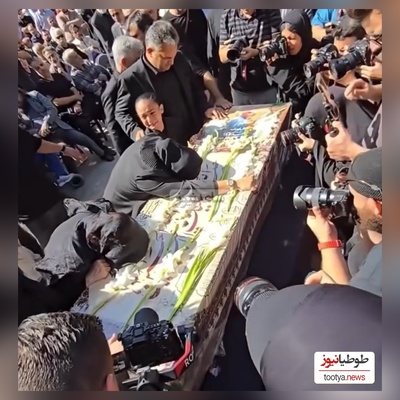 ضجه های دردناک دختر و نوه محمد کاسبی بر روی پیکر بی جان او+ سخنرانی احساسی دخترش، یلدا در فراق پدر در مراسم تشییع جنازه
