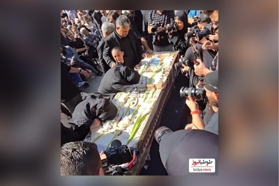 ضجه های دردناک دختر و نوه محمد کاسبی بر روی پیکر بی جان او+ سخنرانی احساسی دخترش، یلدا در فراق پدر در مراسم تشییع جنازه