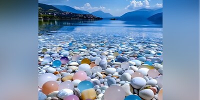 (ویدئو) زیبا ودیدنی از سنگ های رنگارنگ دریایی  زیر نور خورشید