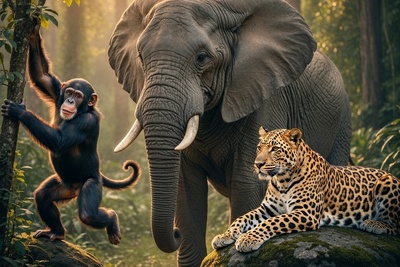 (ویدئو) مستند حیات وحش حیوانات/ این داستان: فیل، میمون، پلنگ