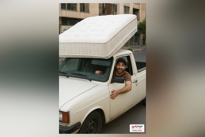 خلاقیت خنده‌دار راننده وانت تهرانی در حمل بار حماسه آفرید/ بفرما تکنولوژی وطنی به سبک پت و مت روزگار