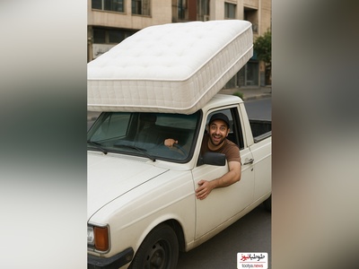 خلاقیت خنده‌دار راننده وانت تهرانی در حمل بار حماسه آفرید/ بفرما تکنولوژی وطنی به سبک پت و مت روزگار