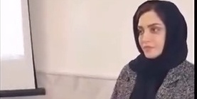 استرس بالا و رنگ پریده‌یِ بهنوش طباطبایی در جلسه دفاع از رساله‌اش هنگام قرائت نمره توسط استادش+ویدیو