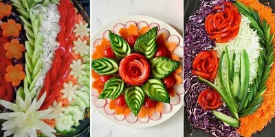 15 مدل تزئین سالاد برای مهمانی ها و دورهمی ها + عکس / هر خانم خوش سلیقه ای حتما باید اینارو یبار هم که شده امتحان کنه