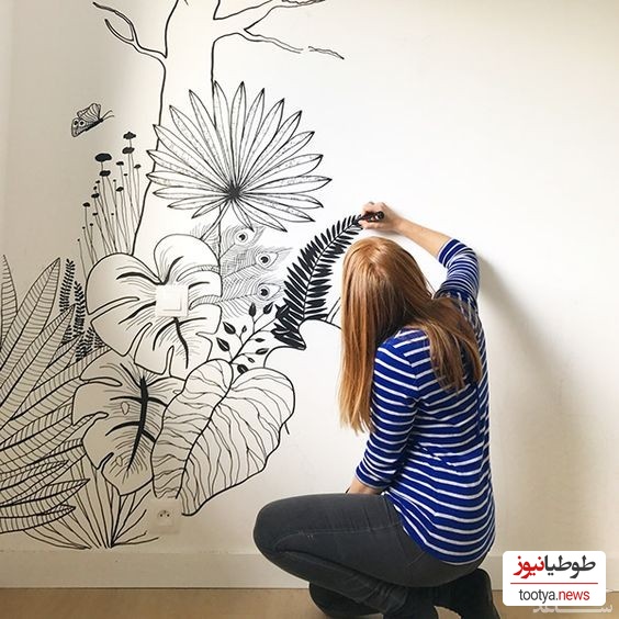 اتود اولیه نقاشی روی دیوار