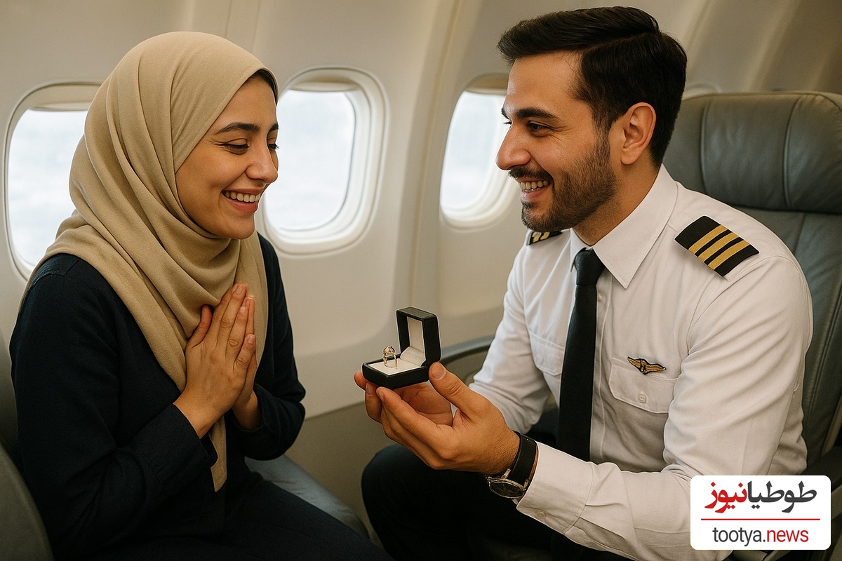 خلبان ایرانی هواپیما رو سپرد دست کمکش و این چنین رمانتیک از مسافر صندلی شماره 1 خواستگاری کرد😍+ویدیو