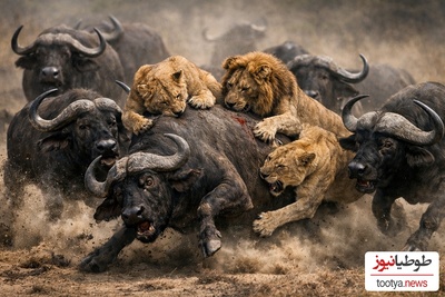 (ویدئو) مستند حیات وحش حیوانات/ نبرد شیر و گاومیش