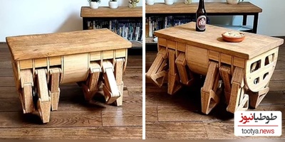 میز چوبی عجیب و غریبی که با پاهای خود راه میرود!؛ به حق چیزهای ندیده و نشنیده😳+ویدئو