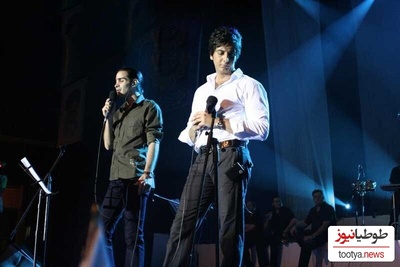 همخوانی پرشور فرزاد فرزین و محسن یگانه روی استیج! (با استایل‌های عجیب دهه 80)