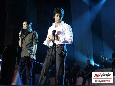 همخوانی پرشور فرزاد فرزین و محسن یگانه روی استیج! (با استایل‌های عجیب دهه 80)