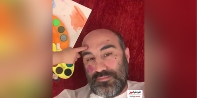 خلاقیت تحسین‌برانگیز و کودکانه نامی، پسرکوچولوی «محسن تنابنده» در نقاشی کردن صورت پدرش  حماسه آفرید+ فیلم