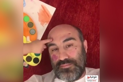 خلاقیت تحسین‌برانگیز و کودکانه نامی، پسرکوچولوی «محسن تنابنده» در نقاشی کردن صورت پدرش  حماسه آفرید+ فیلم