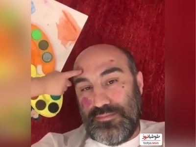 خلاقیت تحسین‌برانگیز و کودکانه نامی، پسرکوچولوی «محسن تنابنده» در نقاشی کردن صورت پدرش  حماسه آفرید+ فیلم