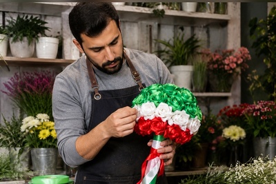 خلاقیتی که دل کاربران را برد؛ دسته‌گل عروس با الهام از رنگ‌های پرچم ایران+عکس