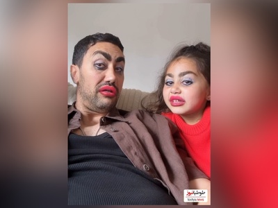 رابطه جذاب پدر دختری شاهرخ استخری و نبات کوچولو/ فقط ببین چجوری تقلید صدا میکنه