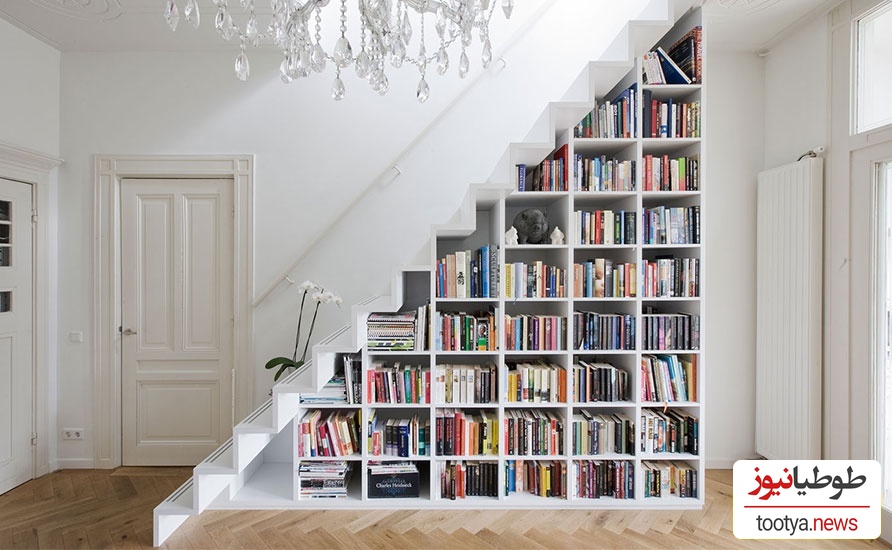 خلاقیت آقای نجار در طراحی کتابخانه و چیدمان خاص اتاق/ مغز طراح داخلی این اتاق رو واقعا باید طلا گرفت👌