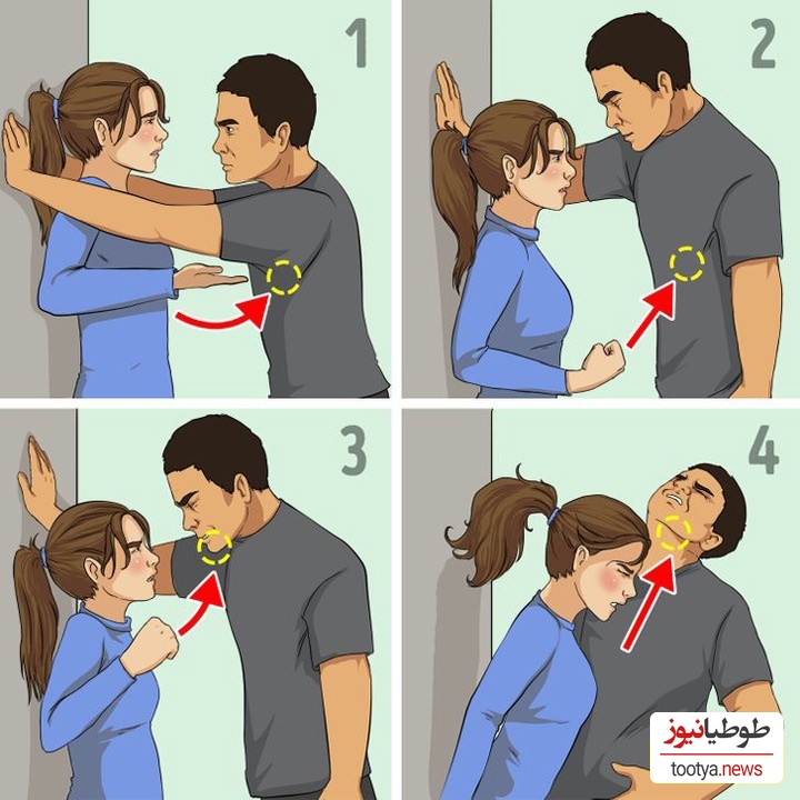 (عکس) 5 حرکت عالی و ساده‌ی دفاع شخصی که هر زنی باید بلد باشد!