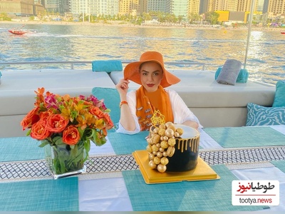 نگاهی به دکوراسیون باشکوه کشتی اختصاصی آزاده زارعی، سیندرلای سینمای ایران در پالم جمیرا دبی/ چیدمان باشکوه لانژ و کابین کشتی با مبلمان راحتی آباژور و دیوار های سه بعدی و...