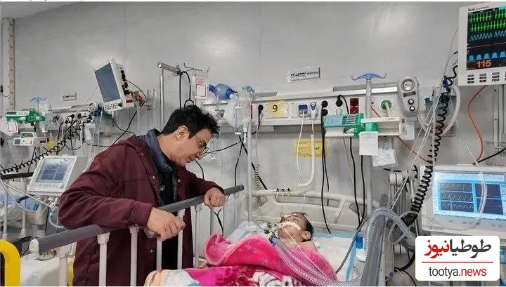 عمو پورنگ در کنار کودکان مجروح