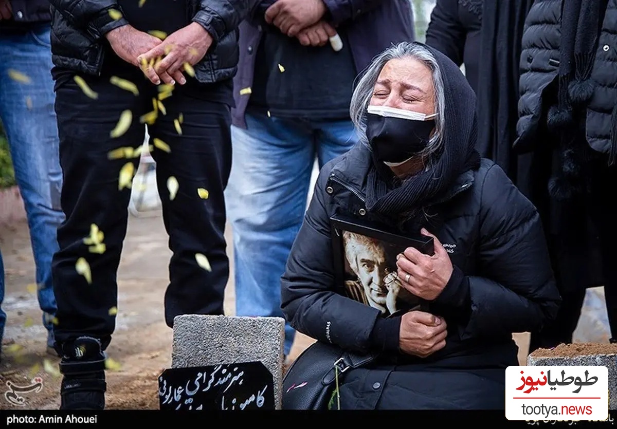 حضور سروش صحت، جعفر پناهی و سایر هنرمندان مشهور در مراسم خاکسپاری همسر نسرین مرادی بازیگر سریال نون خ +عکس