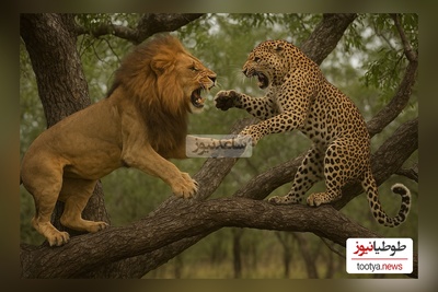 (ویدئو) ویژه علاقه مندان به  مستند حیات وحش حیوانات/ راز بقا: نبرد نفس‌گیر  شیر و پلنگ در فراز آسمان