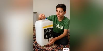 خلاقیت تحسین برانگیز دانش آموز ایرانی در ساخت کولر آبی با کمترین امکانات گرمای تابستون رو شست و با خودش برد