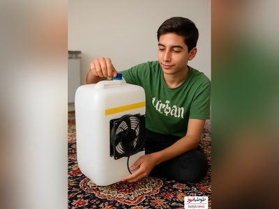 خلاقیت تحسین برانگیز دانش آموز ایرانی در ساخت کولر آبی با کمترین امکانات گرمای تابستون رو شست و با خودش برد