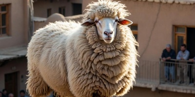 ببینید چطوری این گوسفند دیروز و در عید قربان قصاب رو گذاشت سرِ کار تا قربانی نشه🤣