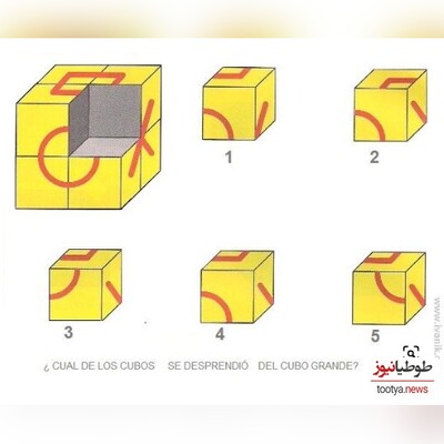 چالش روزانه‌ی باهوش شو!/ می دانید فقط 4 درصد مردم عادی میتوانند این چالش بازی فکری را حل کنند/ مکعب گم شده کدام است؟