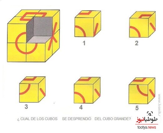  چالش روزانه‌ی باهوش شو!/ می دانید فقط 4 درصد مردم عادی میتوانند این چالش بازی فکری را حل کنند/ مکعب گم شده کدام است؟ 