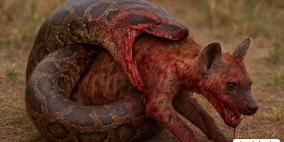 فیلم/ مستند حیات وحش حیوانات /«بلعیده‌شدن کفتار توسط یک مار پایتون»