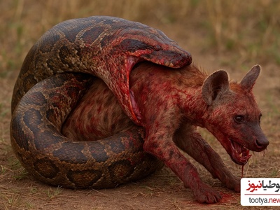 فیلم/ مستند حیات وحش حیوانات /«بلعیده‌شدن کفتار توسط یک مار پایتون»