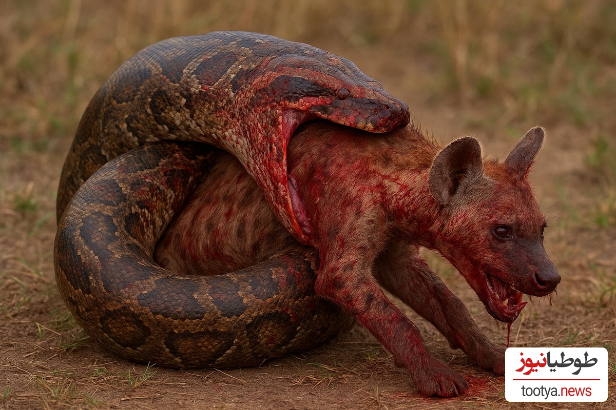 فیلم/ مستند حیات وحش حیوانات /«بلعیده‌شدن کفتار توسط یک مار پایتون»