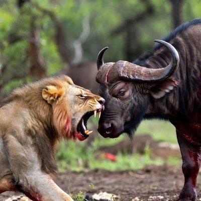 مستند حیات وحش/ نبرد مرگبار شیر و بوفالو تا آخرین نفس