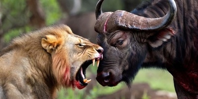 مستند حیات وحش/ نبرد مرگبار شیر و بوفالو تا آخرین نفس