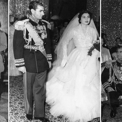 کارت عروسی محمدرضا پهلوی (ازدواج با فرح و فوزیه)
