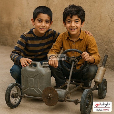 خلاقیت تحسین‌برانگیز دو پسربچه نخبه ایرانی برای ساخت خودرو با وسایل بلااستفاده، ایلان ماسک‌های آینده اینان / هنر نزد ایرانیان است و بس