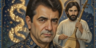 دعای ربنای استاد شجریان بلبل خوش آواز موسیقی سنتی با صدای کمانچه روزبه استغفاری+فیلم