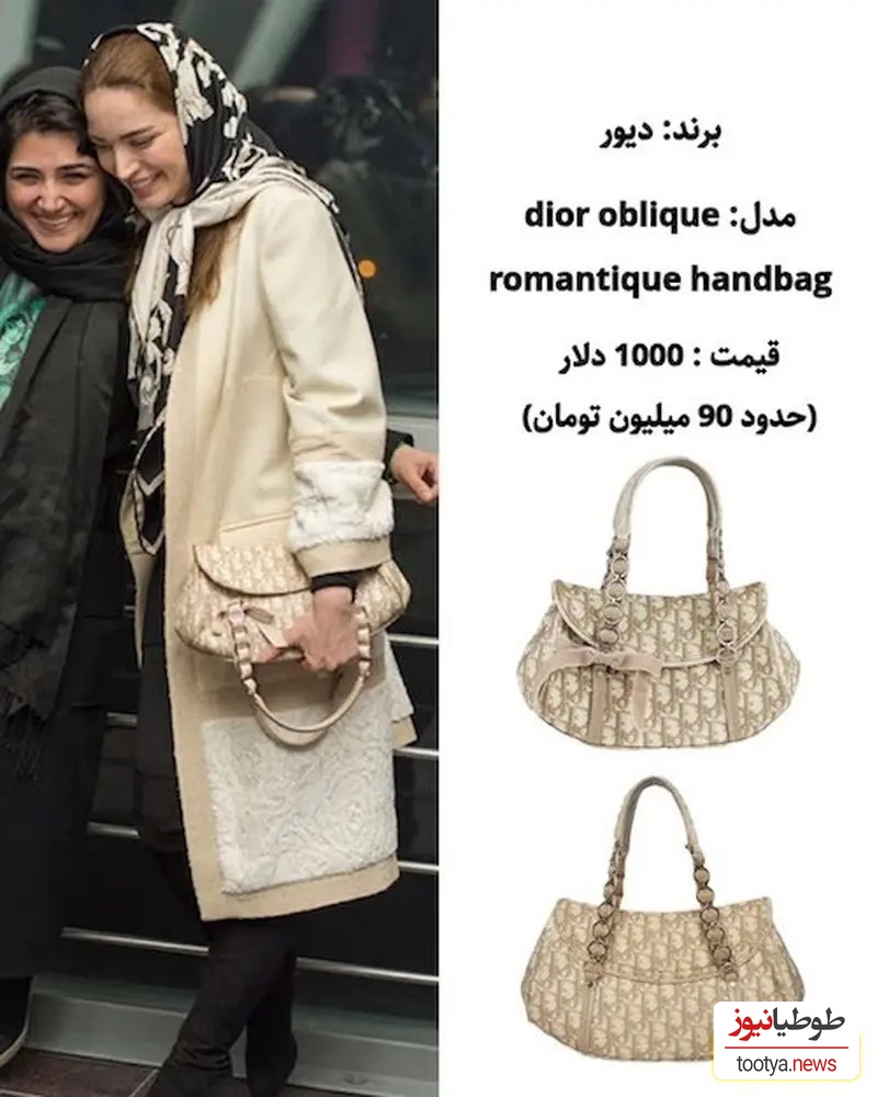 کیف بهنوش طباطبایی از برند دیور