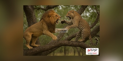ویژه علاقه مندان مستند حیات وحش حیوانات/ جنگ دو اسطوره جنگل بر سر شاخ های درخت/ شیر یا پلنگ؟ کدام پیروز میدان است؟