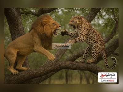 ویژه علاقه مندان مستند حیات وحش حیوانات/ جنگ دو اسطوره جنگل بر سر شاخ های درخت/ شیر یا پلنگ؟ کدام پیروز میدان است؟