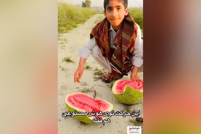 خلاقیت خنده دار پسر زاهدانی در برش هندوانه تاریخ ساز شد/ بفرما تکنولوژی😂