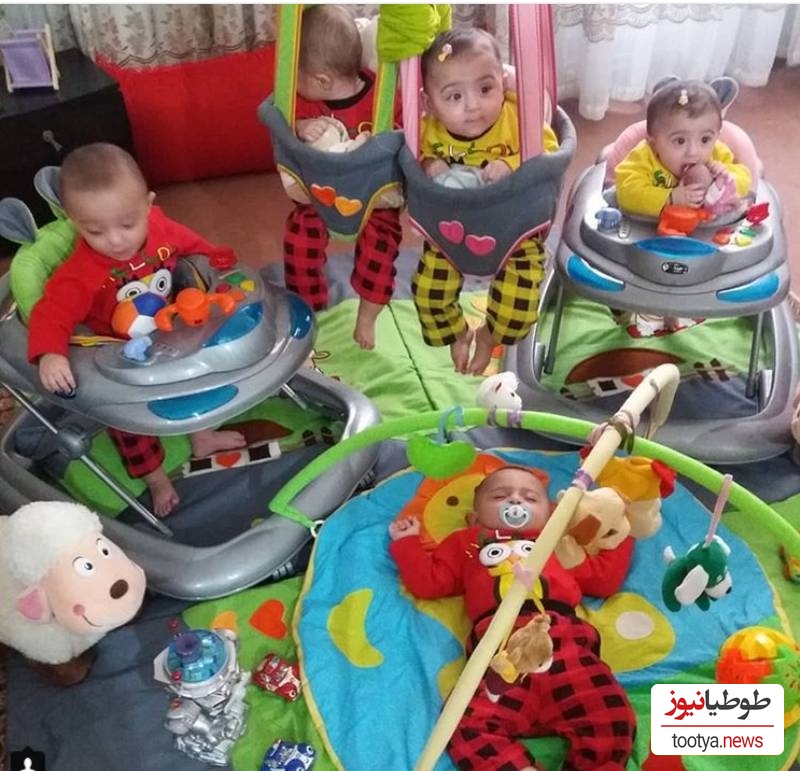 خلاقیت خنده دار یک زوج باهوش برای سفارش کالسکه 6قلوهایشان حماسه‌ای آفرید تاریخی/ ممنون از این مامان بابای دانشمند😂