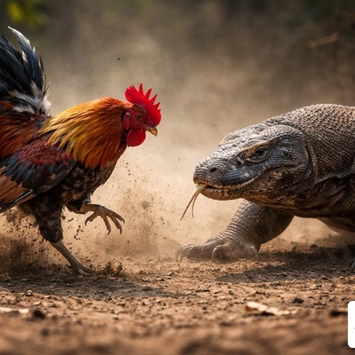 (ویدئو) مستند حیات وحش، راز بقا؛ نبرد وحشیانه اژدهای کومودو با خروس! وقتی جسارت حریف قدرت می شود