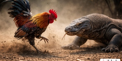 (ویدئو) مستند حیات وحش، راز بقا؛ نبرد وحشیانه اژدهای کومودو با خروس! وقتی جسارت حریف قدرت می شود