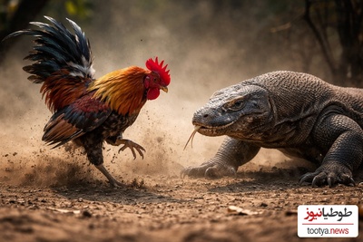 (ویدئو) مستند حیات وحش، راز بقا؛ نبرد وحشیانه اژدهای کومودو با خروس! وقتی جسارت حریف قدرت می شود