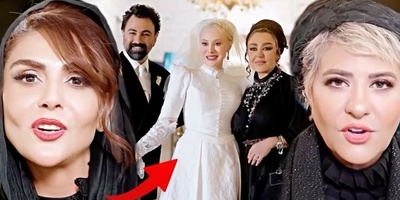 آرزوی خوشبختی بازیگران ایرانی از جمله نیلوفر شهیدی، مرجانه گلچین، شیوا مکینیان، رابعه اسکویی در جشن عروسی مجلل و شاهانه آرام جعفری و بابک انصاری