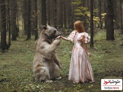 14 تصویر رویایی و حیرت‌انگیز دختر مو قرمز روسی با حیوانات جنگل که مو را تن بینندگان سیخ می کند